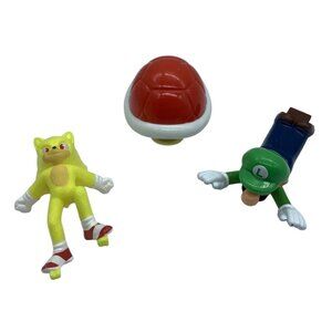 Nintendo Super Mario & Sonic Miniature Figurine Set of 3 Luigi Red Turtle Shell